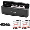 REYGEAK Caricatore per batteria insta360 ACE pro/pro2-2 batterie di ricambio da 1900 mAh con caricatore a 3 scomparti, soluzione di ricarica portatile per action camere