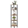 IBUYKE 5 Tier Corner Shelf Stand,Industrial Corner Display Rack,Corner Bookshelf for Living Room, Bedroom, Kitchen, Home Office, Oak WBC010K
