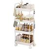 Yorbay Carrello da cucina con 4 ripiani: scaffale stretto su ruote, in metallo, plastica, per cucina, bagno, lavanderia, camera da letto con manici
