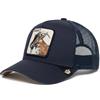 Goorin Bros. Cappellino Trucker The Goat, colore blu marino, con toppa ricamata di capra G.O.A.T.