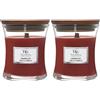 WoodWick Candela profumata Hourglass media con stoppino crepitante | Cannella Chai | Durata della fragranza: fino a 20 ore (Confezione da 2)
