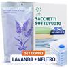 K-TREE Sacchetti Sottovuoto Salvaspazio Vestiti e Armadio - Set 14 Pz 3 Mis. S/M/L (8 Neutri + 6 Lavanda Profumata) - Buste Sottovuoto con Valvola Aspirapolvere - Piumoni, Cambio Stagione e Viaggio