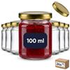 gouveo Set di 24 barattoli per conserva da 100 ml rotondi con coperchio a vite oro - vasetti piccoli con tappo a vite per conservare e conservare (EGR100G)