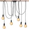 Dioche Lampada a sospensione, stile retrò, industriale, 6 teste, supporto per lampada E27, lampada a sospensione, soggiorno, decorazione della casa e sala da pranzo (2 m)