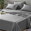 LINENWALAS Lenzuolo superiore in seta di bambù 100% biologica, lenzuolo piano per letto matrimoniale, morbido, traspirante, rinfrescante, biancheria da letto di lusso (grigio chiaro, matrimoniale)