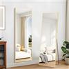 KOCUUY Specchio rettangolare per tutto il corpo, 147 x 44 cm Grande specchio da terra, Grande specchio da parete con cornice in alluminio dorato, da appendere, in piedi, inclinabile, per soggiorno