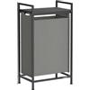 VASAGLE Cesto Portabiancheria, Porta Biancheria, Sacco in Tessuto Estraibile e Rimovibile, Piano d'Appoggio, Metallo, 47 L, 42 x 28 x 75 cm, Grigio Ardesia e Grigio Antracite BLH001G01