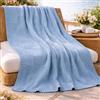 B O S A L O N I HOME Plaid arredo 130x160 cm - Coperta leggera e morbida - Ideale per divano e poltrona - Stile elegante primavera estate - (Azzurro)