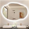 S'bagno Irregolare Specchio Bagno con Luce 70x100cm, Bluetooth Specchio LED Bagno, Anti-Fog, 3000K-6500K, Dimmerabile, Memoria, Vetro Temperato, IP44 Impermeabile, Orizzontale/Verticale