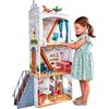KidKraft Casa delle Bambole in Legno Rowan con Accessori e Mobili inclusi, Set da Gioco a 4 Piani con Terrazza sul Tetto per Bambole da 30 cm, Giocattolo per Bambini 3+ Anni, 10238
