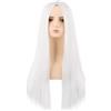 MapofBeauty 28 Pollice/70 cm Monochrom Lungo Lisci Parrucche Alto-temperatura fibra Ordinario Parrucche (Bianco)