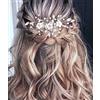 Brateuanoii Accessori Capelli Sposa Argento, Ornamenti per Capelli di Strass Nuziali, Perla Decorazioni Capelli Sposa Fiore Vite, Accessorio per Capelli da Sposa in Cristallo per Donne e Ragazze