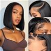 zekan Lace Front Bob Wig Human Hair 13X4 Lace Front 180% Density Brazilian Virgin Wig Human Hair Short Straight Natural HD Transparent Natural Color 14 Inch