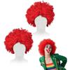 TUONYIS 2 Pezzi Parrucca afro per Feste capelli ricci da clown, parrucca afro rasta, capelli discoteca hippie funky, unisex 60s 70s 80s tema festa accessorio, uomini donne carnevale Halloween (Rosso)