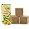 BIO JALAL SAPONE DI ALEPPO Sapone di Aleppo Originale 100% olio d'oliva puro 3 pezzi x 200 g sapone naturale vegano ideale per corpo capelli viso e mani prodotto Artigianale e vegano