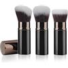 KAFZEL 3 Pezzi Mini Pennelli Trucco Make Up,Multifunzione Con Pennelli Telescopici, Ideale Per Fondotinta Liquidi,Adatto All'Uso Quotidiano(Nero)