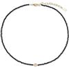 COAI Collana Donna Tormalina Nera e Citrino Stile Minimalista con Perline Sfaccettate 3mm, Chiusura Acciaio Inox Placcato Oro 18K, Collana Elegante Estiva da Donna con Scatola Regalo