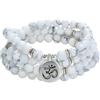 oasymala Ciondolo con simbolo yoga 108 Bracciale o collana da meditazione con perline di Mala per uomo o donna (Howlite bianca (White Howlite))