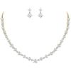 EVER FAITH Gioielli da Donna per la Sposa Pieno Splendido Taglio Rotonda CZ 14K Oro Placcato Collana Orecchini Set
