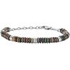 Breil, Collezione Rock Hard, Bracciale Uomo, Bracciale con Pietre Naturali e Dischi in Acciaio Lucido, Chiusura a Moschettone, Lunghezza Regolabile fino a 22 cm, Idea Regalo Uomo