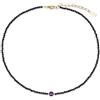 COAI Collana Minimalista da Donna con Perline Sfaccettate di Tormalina Nera e Ametista, Collana da Donna Leggera in Tormalina Nera