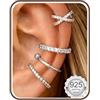 Adramata 4Pcs Ear Cuff Argento 925 Orecchinia Senza Buco Regolabile Orecchini Clip Ipoallergenici Orecchino Finti Non Piercing per Helix Cartilagine Ear Cuff Orecchini Donna Oro/Argento