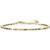 namana namama Bracciale Tennis Multicolore Donna Argento 925 Placcato Oro con Zirconi Baguette 2x3 mm 16+5 cm Arcobaleno Moda