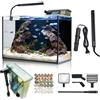 Wonderfactory Set completo per acquario, 40 litri, 25 x 32 x 50 cm, con riscaldamento, pompa dell'acqua, sistema di filtraggio, illuminazione a LED e strumenti di pulizia, trasparente, per pesci Betta e piante