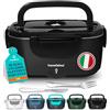TRAVELISIMO Scaldavivande Elettrico Portatile 100W 1,5L Porta Pranzo Termico 220V/12V/24V Schiscetta Pranzo Riscaldabile per Viaggio e Lavoro Portavivande Termico & Porta Pranzo Riscaldabile