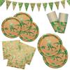 HNH Set di Stoviglie Dinosauro 112 pezzi Piatti, Tovaglioli, Bicchieri di carta Stoviglie carta Foil verde per bambini festa di compleanno