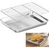 Culinavog Rettangolare in Acciaio Inox, Teglia da Forno Con Griglia di Raffreddamento, Teglia Piccola Per Torte e Arrostire, 26,5x20,5x2,5cm, Inossidabile Gratella per Cuocere