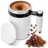 LOMUG Tazza da caffè con indicatore di temperatura, 380 ml, automatica, in acciaio inox, ricaricabile, per caffè, latte, cioccolata calda (bianco)