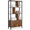 VASAGLE Libreria, Scaffale Portaoggetti, Scaffale Grande a 4 Ripiani, Mobile per Salotto Studio Ufficio Cucina, Struttura in Acciaio, Stile Industriale, Marrone Vintage e Nero Inchiostro LBC022B01