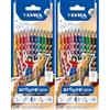 LYRA Groove Slim, Pastello ergonomico in legno, triangolare, laccato, mina 3.3mm, Astuccio, Colori assortiti, con temperamatite, 12pz (Confezione da 2)