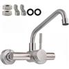Rehomy Rubinetto da cucina a parete, rubinetto da parete con rubinetto girevole a 360°, prolunga miscelatore monocomando a freddo e caldo, in acciaio inox per lavelli, cucina, bagno