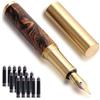 Cheynn Mini penna stilografica in legno, con tasca corta, 0,5 mm, punta fine, vintage, per calligrafia, con 15 nero, 2,6 mm, pezzi di ricambio per journaling, ufficio, materiale scolastico, viaggio