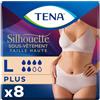 TENA Silhouette Plus Size - Biancheria intima assorbente usa e getta, per incontinenza da donna, mutandine per perdite urinarie da moderate a forti - crema, taglia L - 8 mutandine