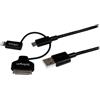 StarTech.com Cavo di ricarica 3 in 1 da 1m - Multi USB a Lightning o Dock a 30 pin o Micro-USB per iPhone / iPad / iPod / Android - Apple MFi - USB 2.0