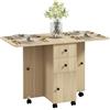 HOMCOM Tavolo da pranzo pieghevole Tavolo da cucina pieghevole con ruote Ali pieghevoli Cassetti e armadio Tavolo pieghevole per 4-6 persone 120x60x76,5 cm Naturale
