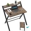 GreenForest Scrivania Pieghevole Senza Montaggio con Ripiano per Monitor, 63 cm, Marrone