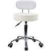 KKTONER Sgabello Girevole in Pelle PU con Schienale Regolabile in Altezza Computer per Ufficio Colore Bianco
