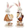 yisight Decorazione Legno Coniglio, Wangtusry 2 Pezzi Decorazioni Pasquali, Coniglietti Pasquali Decorativi, Coniglio Pasquale Legno, per Decorazione Pasquale Giardino (Rabbit - 2)