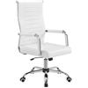 Yaheetech Sedia da Ufficio Scrivania Bianca Ergonomica in Finta Pelle con Schienale Alto Reclinabile a Dondolo Rotelle Girevole 360° Altezza Regolabile Portata 136 KG