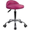 KKTONER Sgabello Rotondo in Pelle PU con Schienale Regolabile Regolabile in Altezza Sedia da Lavoro Girevole con Ruote Spa (Magenta)