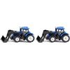 Siku 1396, Trattore New Holland con caricatore frontale mobile, Metallo e Plastica, Blu e Nero, Gancio di traino (Confezione da 2)