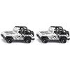 Siku 1546, Jeep Wrangler Safari, Metallo/Plastica, Bianco/Nero, Auto Giocattolo per Bambini, Gancio di Traino (Confezione da 2)