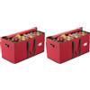 Wintem - Contenitore Porta Palline di Natale in TNT e Cartone Rigido 65x32x32 cm con 64 Scomparti Modulari e Manici Rinforzati, Chiusura Zip Resistente per Conservare 128 Decorazioni Natalizie