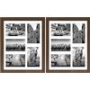Americanflat Cornice 10x15 cm Effetto Legno di Noce - Portafoto da Parete Multiplo da 28x36 cm con Passepartout per 5 Foto 10x15 cm - Cornice Foto Multiple con Vetro Infrangibile (Confezione da 2)