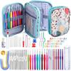 Mayboos, Set di 96 uncinetti ergonomici, kit di filati intrecciati con custodia e accessori per uncinetti, kit di aghi per principianti ed esperti