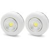 Velamp Mini Push Light - luce LED COB super luminosa (circa 40 lumen) con attivazione a pressione, diametro 7,5 cm - ideale per armadi, garage, cucina e uso quotidiano (Confezione da 2)